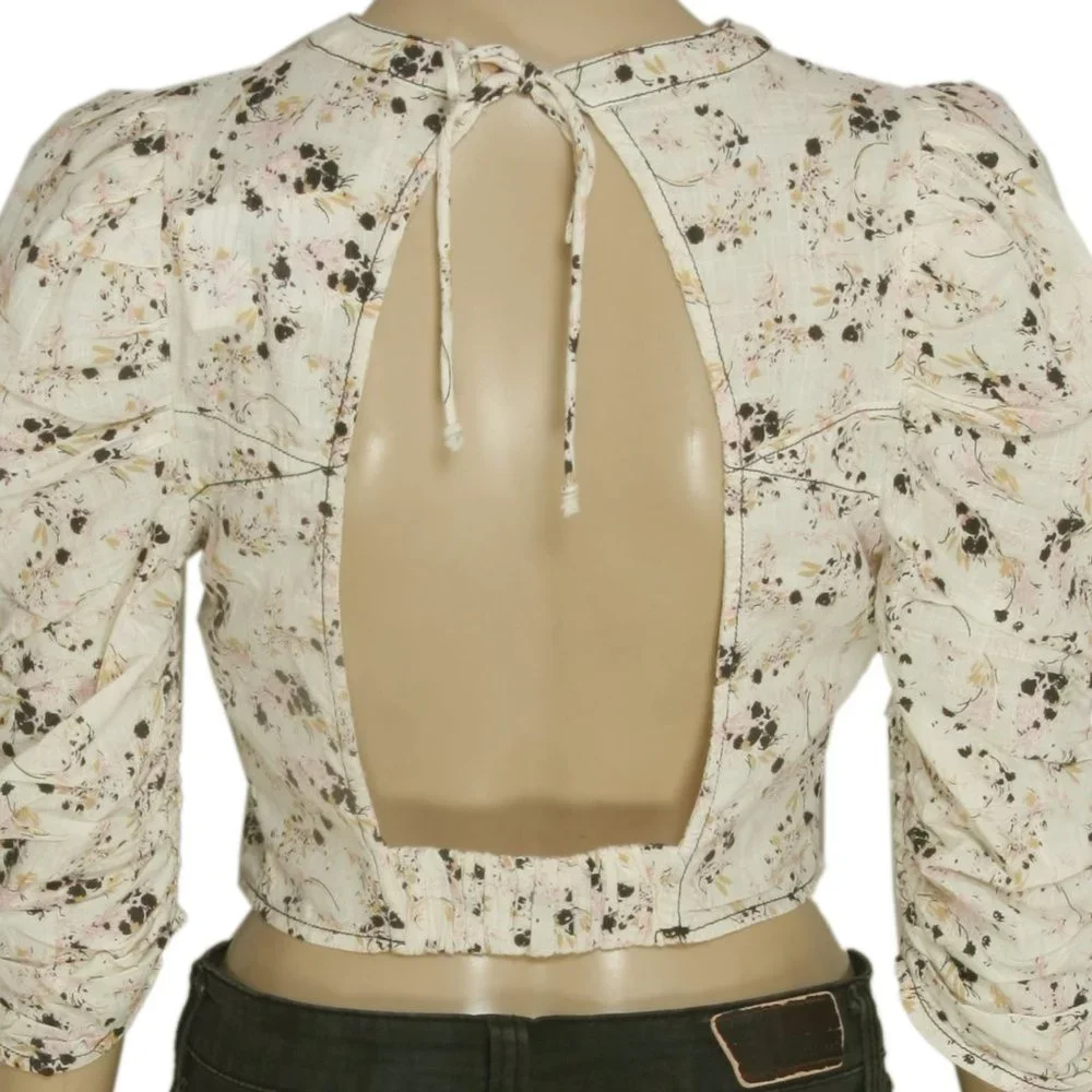 Free People Monica Top Floral Printed Puff Sleeve Blouse